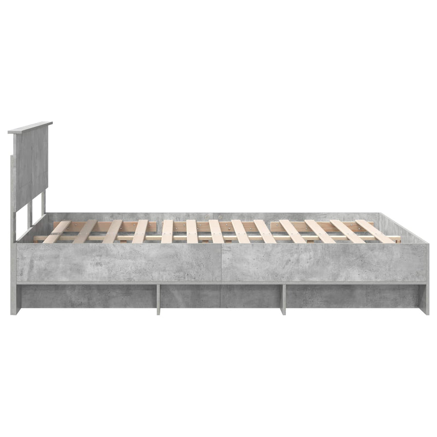 Bedframe met hoofdeinde Beton Grijs 140 x 200 cm Bewerkt hout