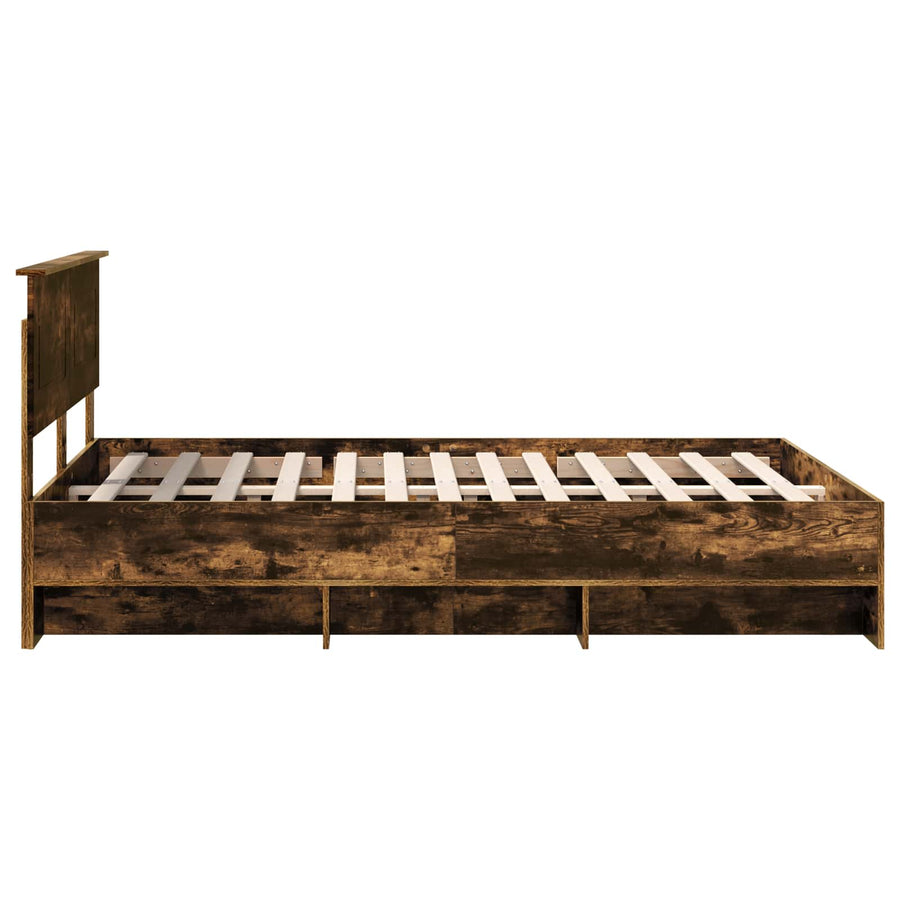 Bedframe met hoofdeinde Gerookt eiken 140 x 200 cm Bewerkt hout