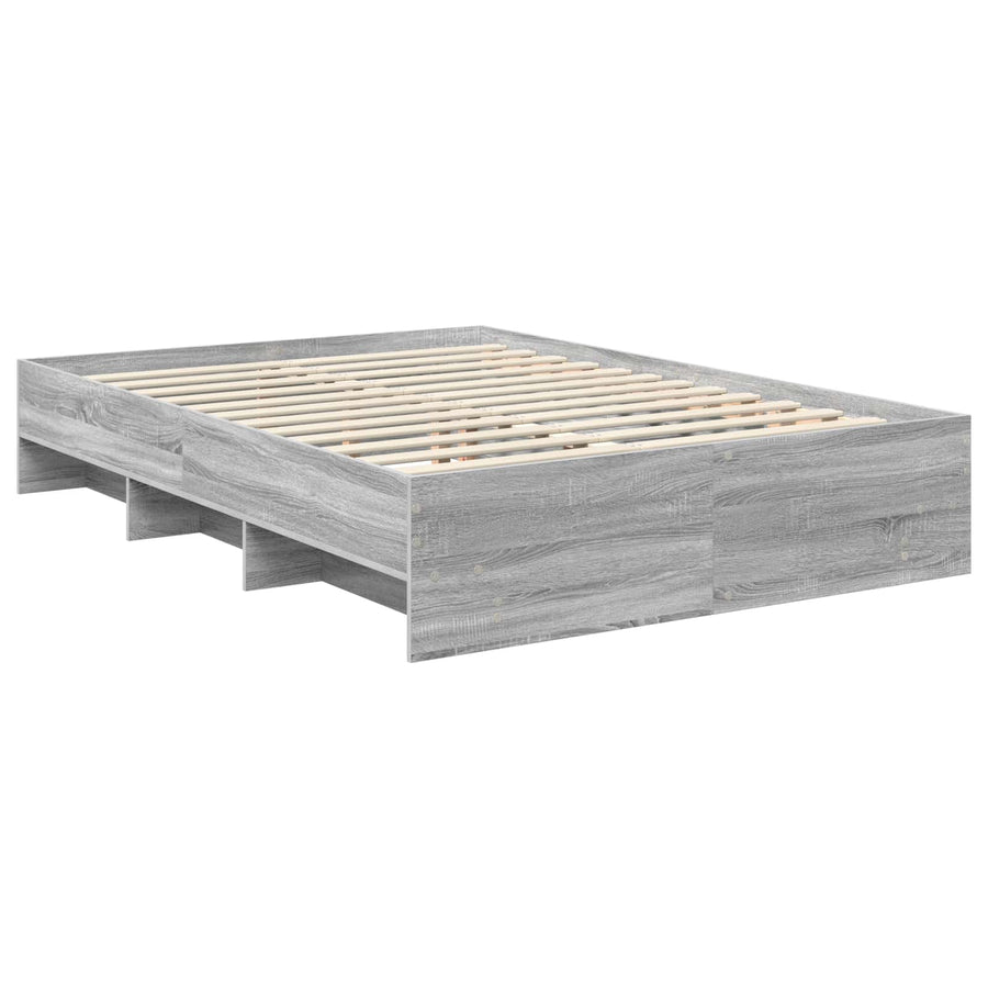 Bedframe met hoofdeinde Grijs Sonoma 140 x 200 cm Bewerkt hout