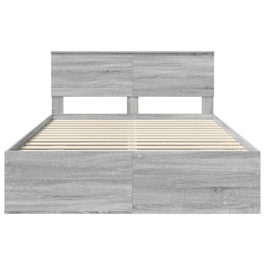 Bedframe met hoofdeinde Grijs Sonoma 140 x 200 cm Bewerkt hout
