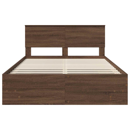 Bedframe met hoofdeinde Bruin Eiken 140 x 200 cm Bewerkt hout