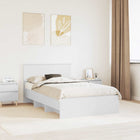 Bed Frame with Headboard White 137 x 203 cm Engineered Wood