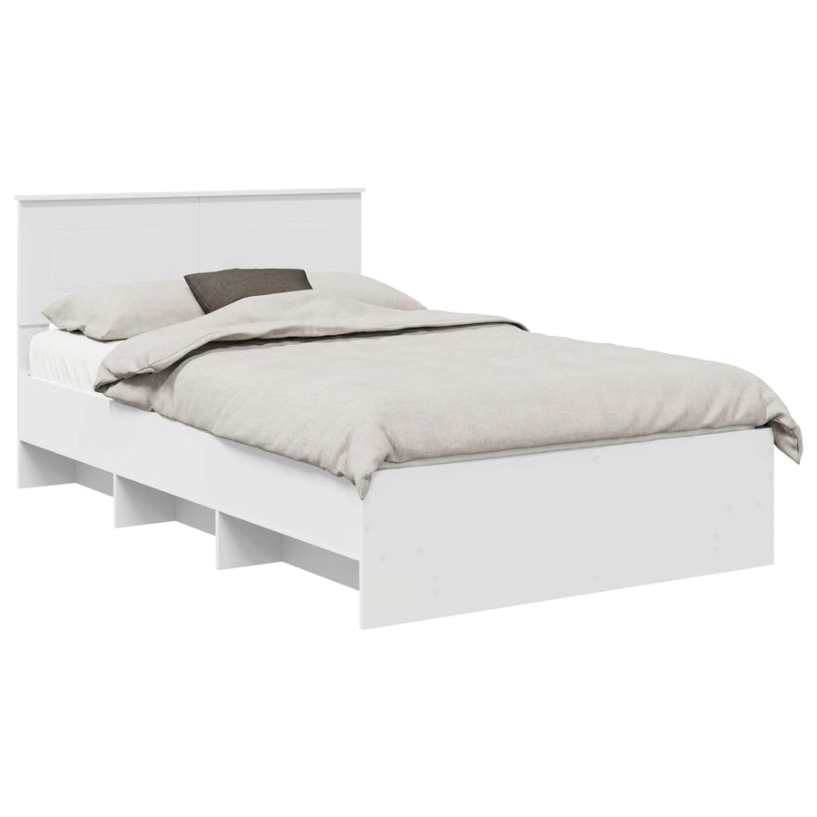 Bedframe met hoofdeinde Wit 137 x 203 cm Bewerkt hout