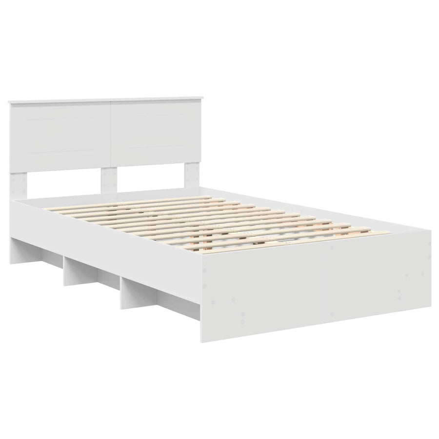 Bedframe met hoofdeinde Wit 137 x 203 cm Bewerkt hout