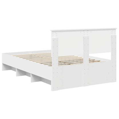 Bedframe met hoofdeinde Wit 137 x 203 cm Bewerkt hout