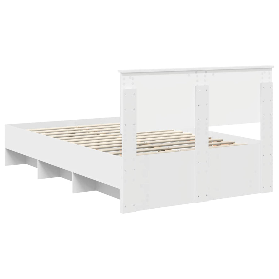 Bedframe met hoofdeinde Wit 137 x 203 cm Bewerkt hout