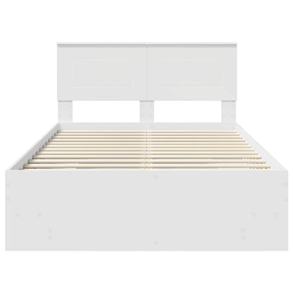 Bedframe met hoofdeinde Wit 137 x 203 cm Bewerkt hout