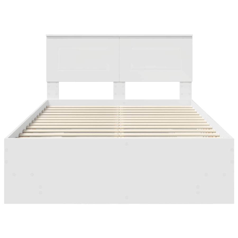 Bedframe met hoofdeinde Wit 137 x 203 cm Bewerkt hout
