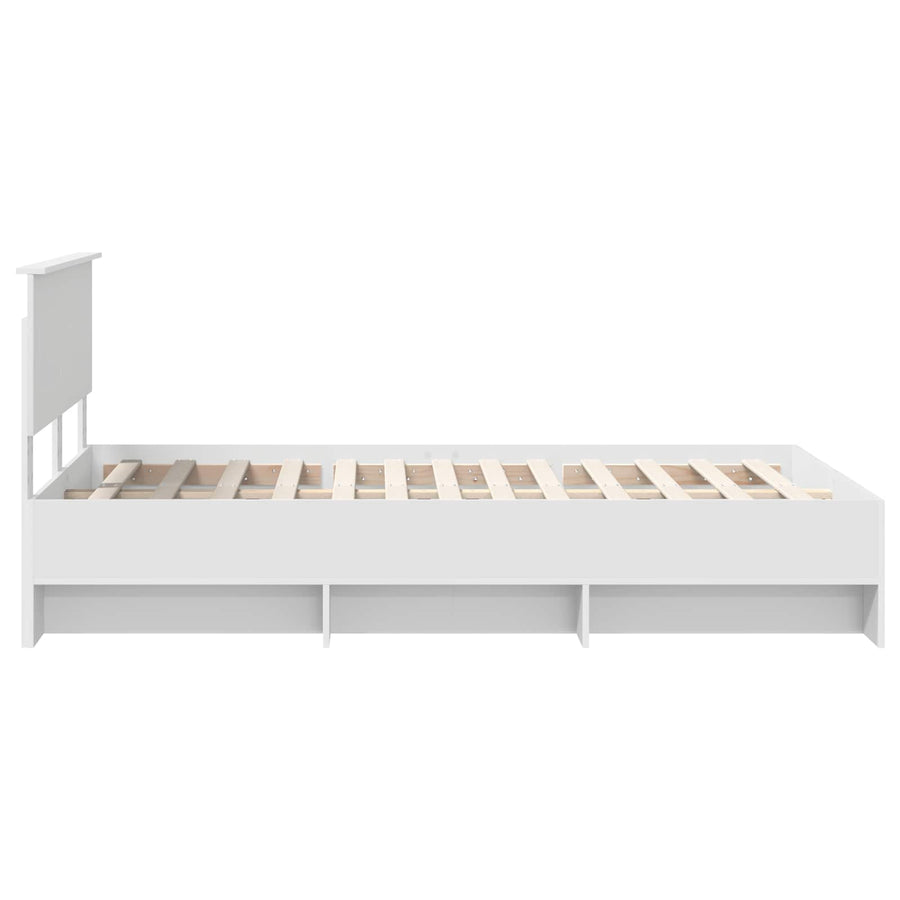 Bedframe met hoofdeinde Wit 137 x 203 cm Bewerkt hout