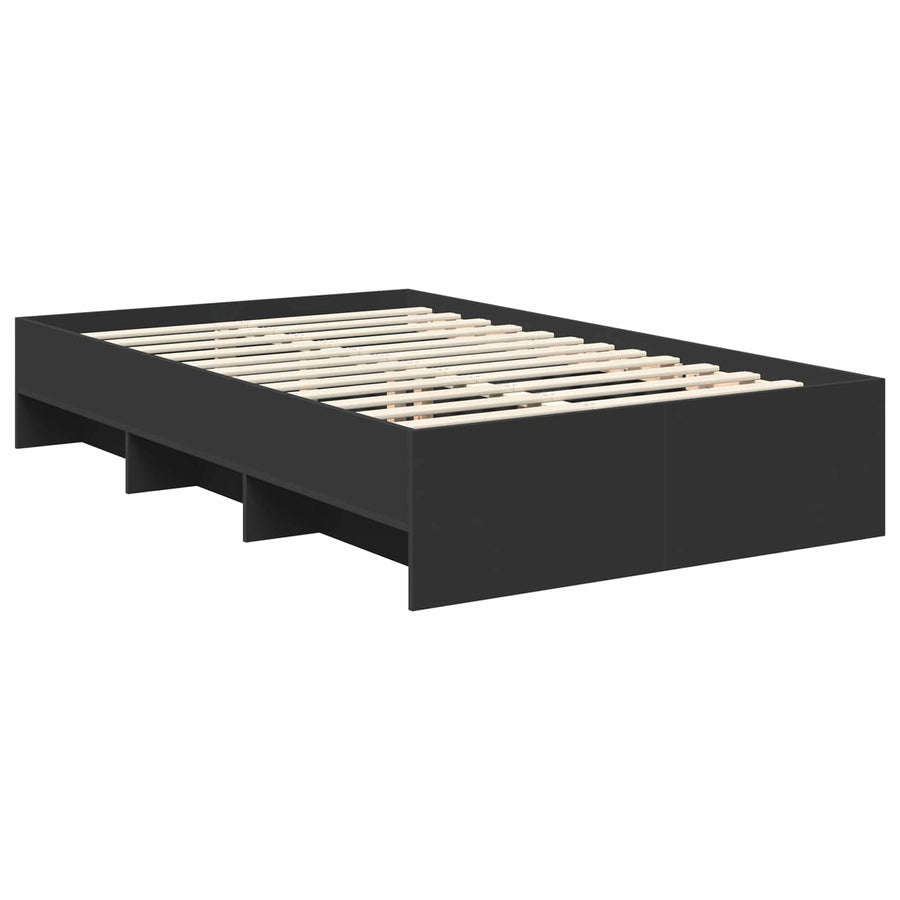 Bedframe met hoofdeinde Zwart 137 x 203 cm Bewerkt hout