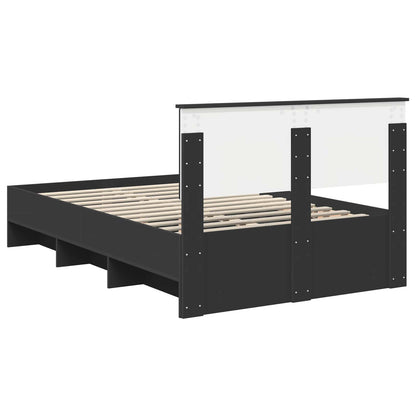 Bedframe met hoofdeinde Zwart 137 x 203 cm Bewerkt hout