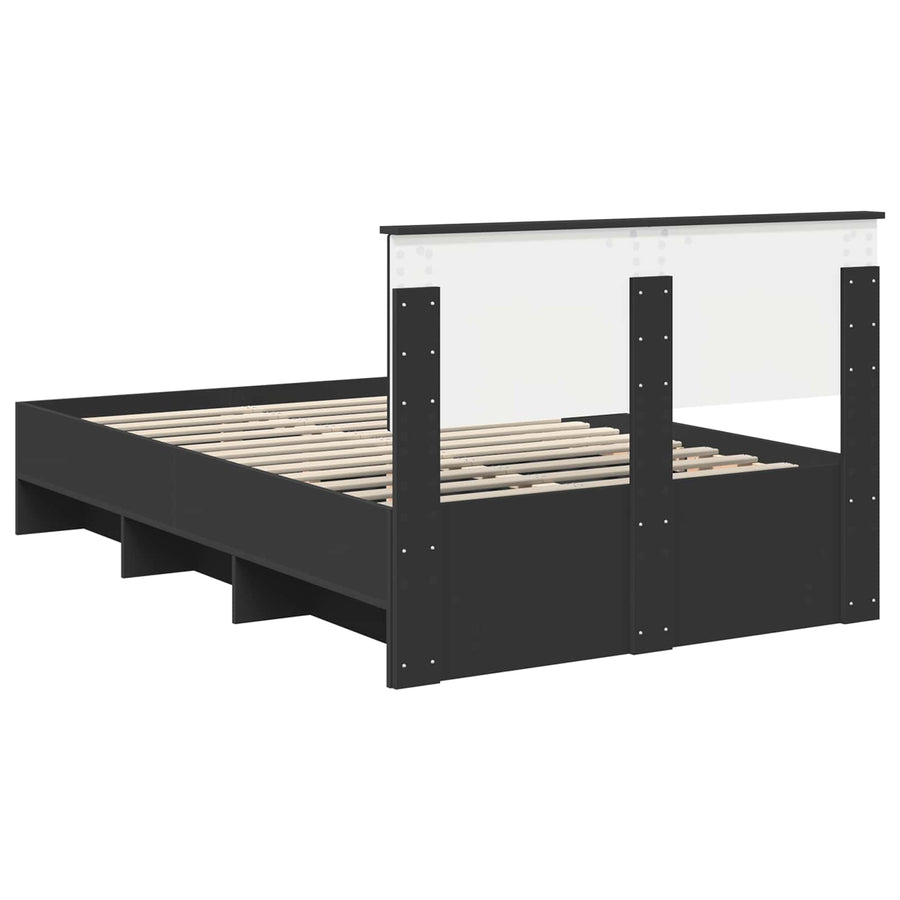Bedframe met hoofdeinde Zwart 137 x 203 cm Bewerkt hout