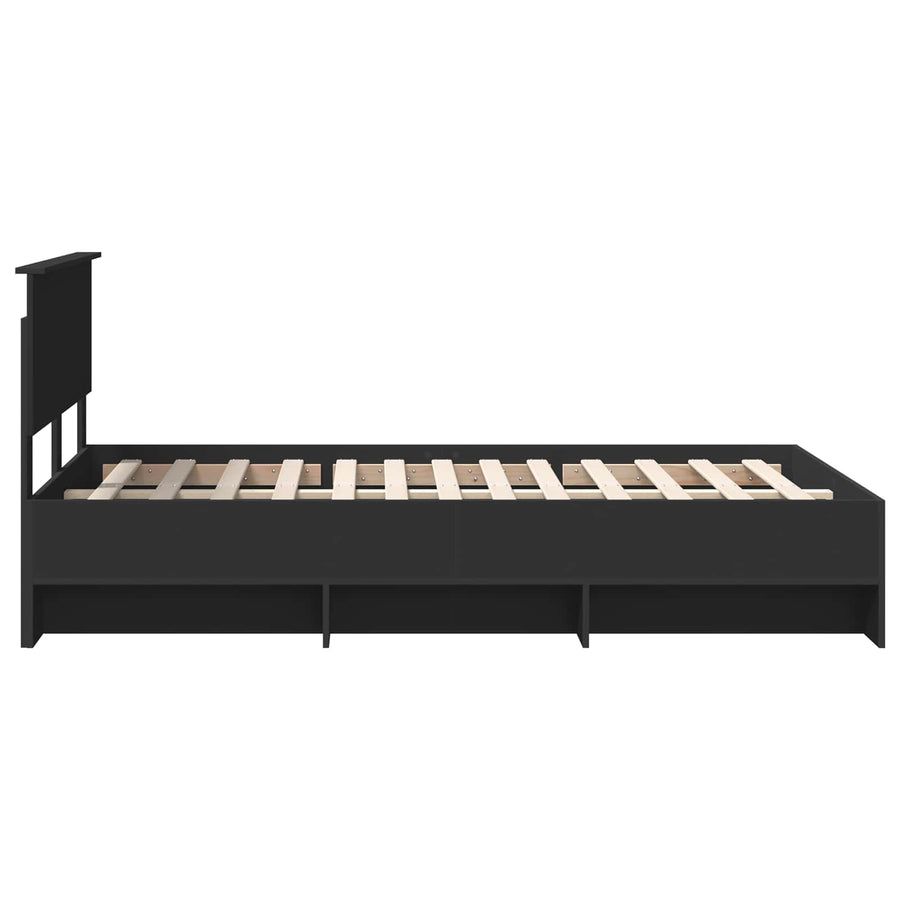 Bedframe met hoofdeinde Zwart 137 x 203 cm Bewerkt hout
