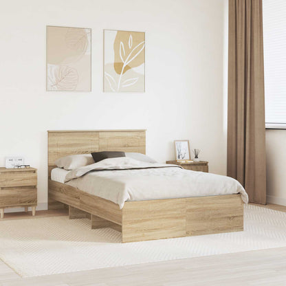 Bedframe met hoofdeinde Sonoma Eiken 137 x 203 cm Bewerkt hout