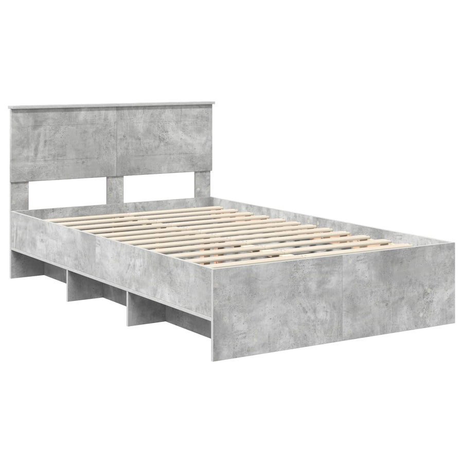 Bedframe met hoofdeinde Beton Grijs 137 x 203 cm Bewerkt hout