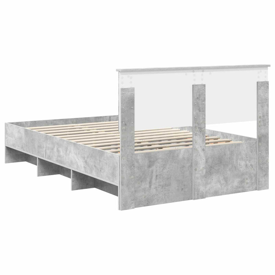Bedframe met hoofdeinde Beton Grijs 137 x 203 cm Bewerkt hout