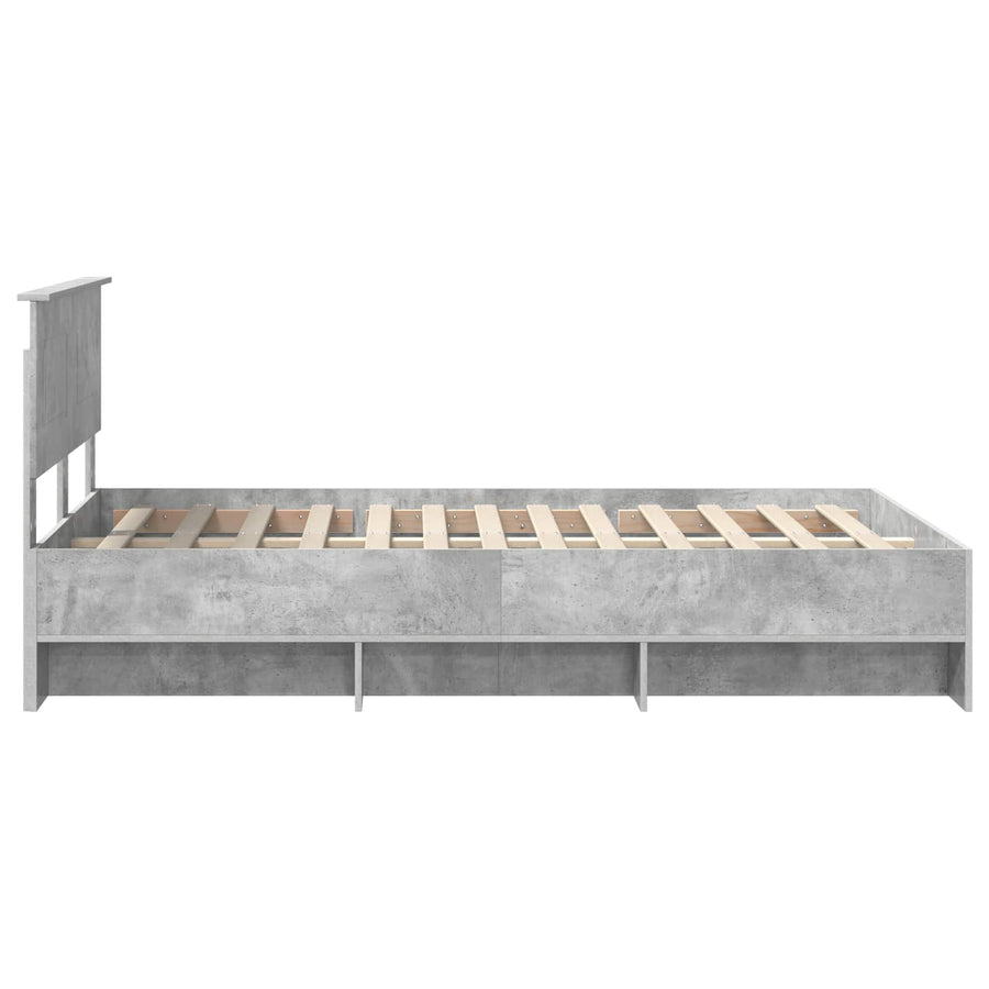 Bedframe met hoofdeinde Beton Grijs 137 x 203 cm Bewerkt hout