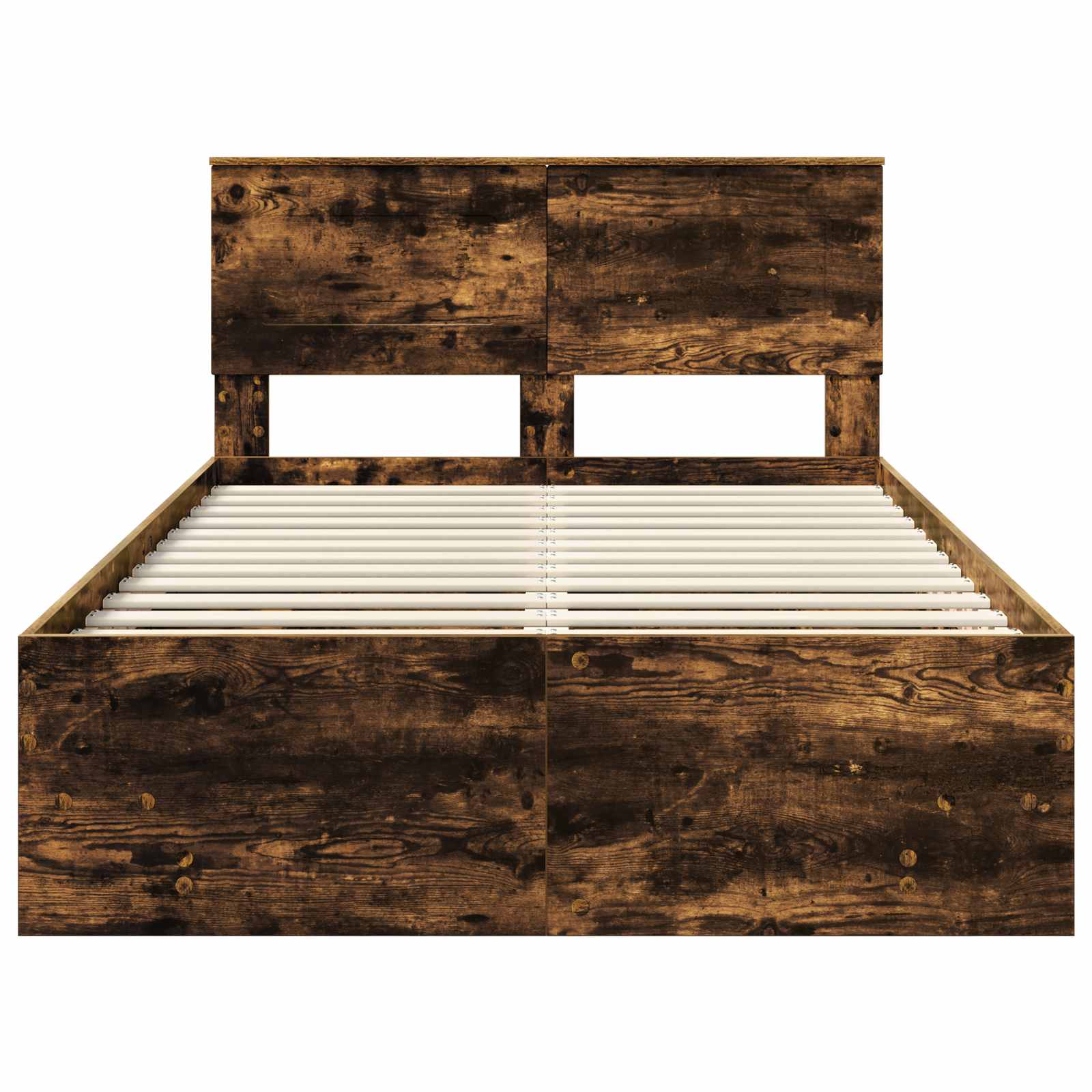 Bedframe met hoofdeinde Gerookt eiken 137 x 203 cm Bewerkt hout