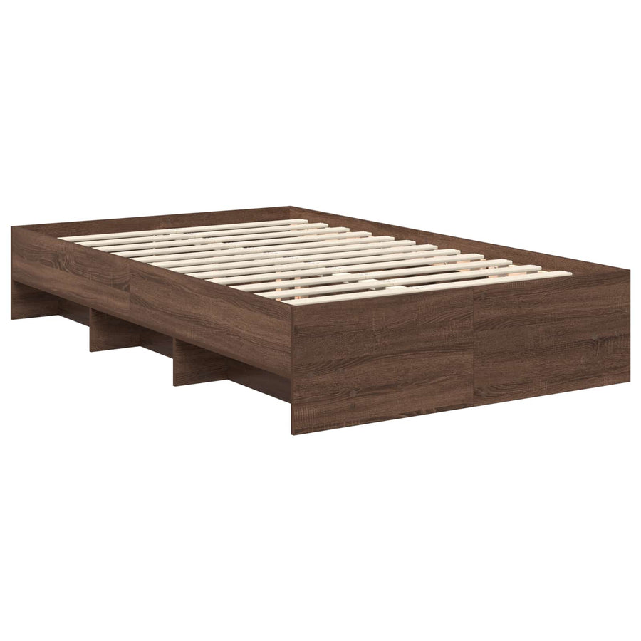 Bedframe met hoofdeinde Bruin Eiken 137 x 203 cm Bewerkt hout