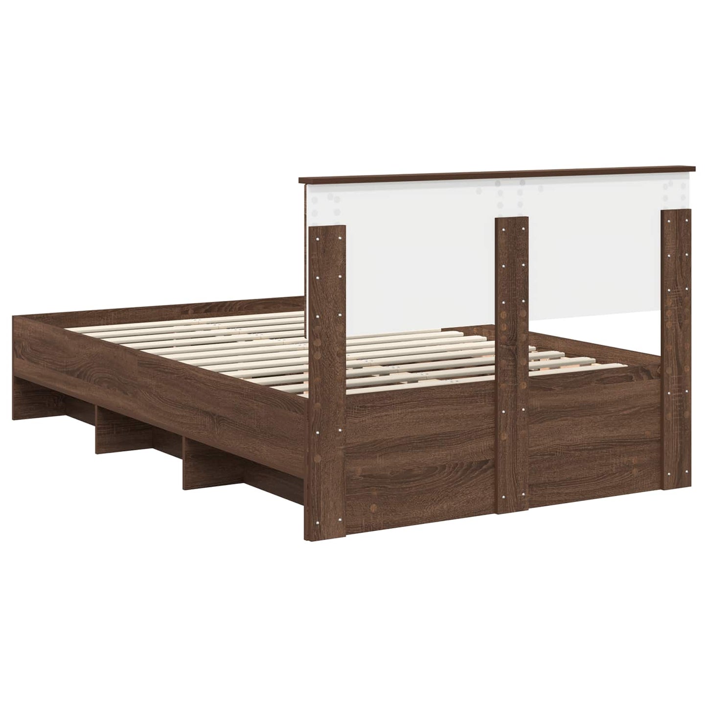 Bedframe met hoofdeinde Bruin Eiken 137 x 203 cm Bewerkt hout