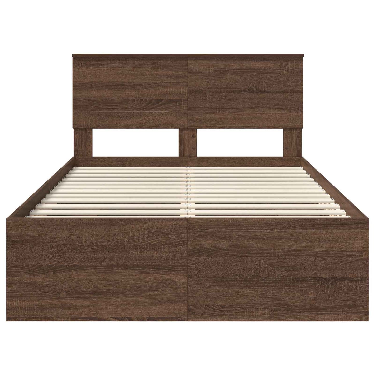 Bedframe met hoofdeinde Bruin Eiken 137 x 203 cm Bewerkt hout