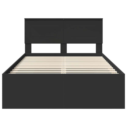 Bedframe met hoofdeinde Zwart 120 x 123 cm Bewerkt hout