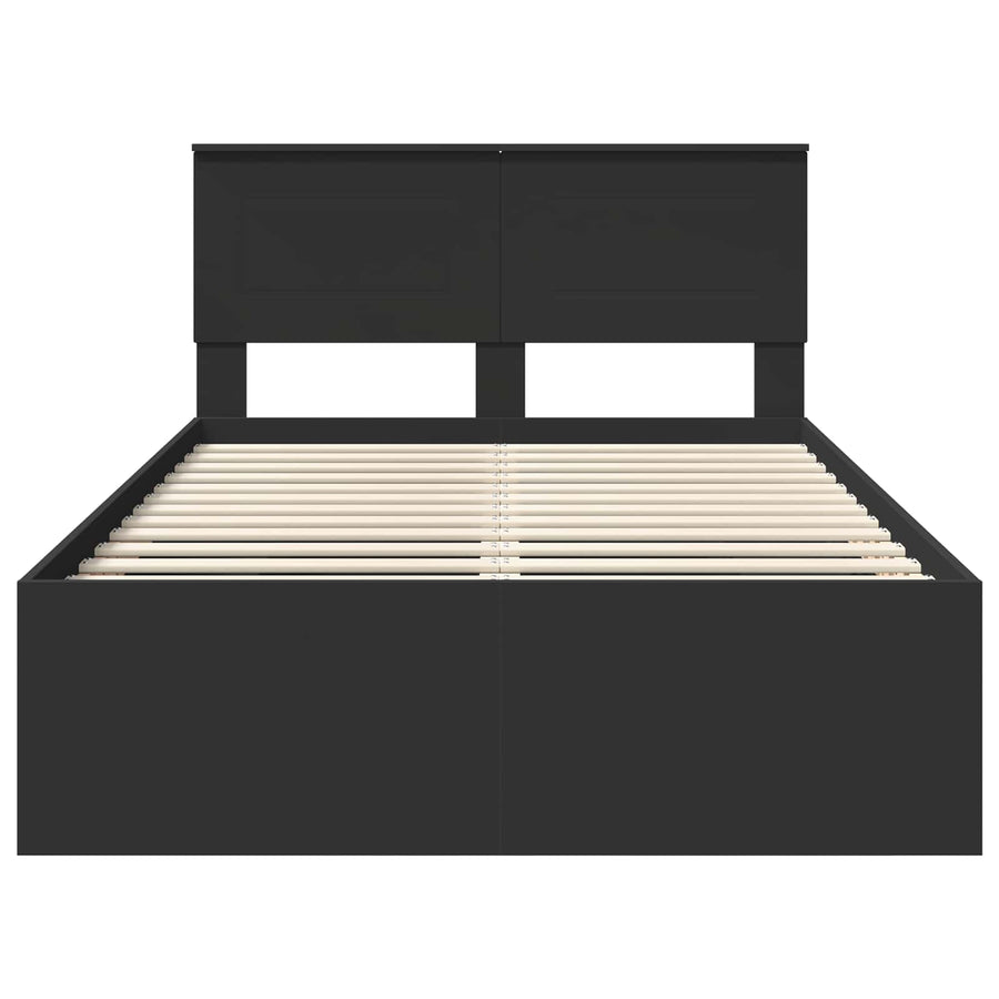 Bedframe met hoofdeinde Zwart 120 x 123 cm Bewerkt hout