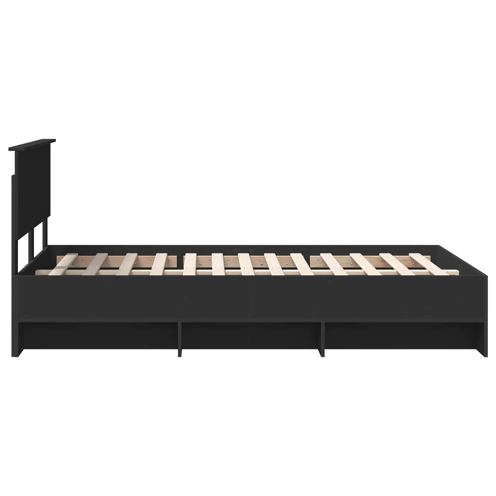 Bedframe met hoofdeinde Zwart 120 x 123 cm Bewerkt hout
