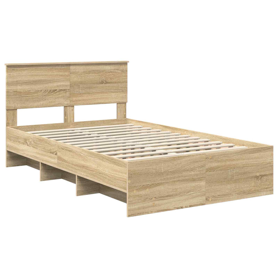 Bedframe met hoofdeinde Sonoma Eiken 120 x 123 cm Bewerkt hout