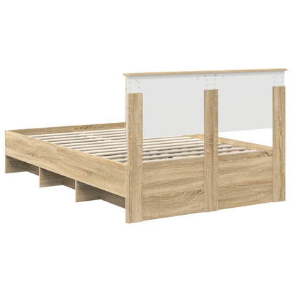 Bedframe met hoofdeinde Sonoma Eiken 120 x 123 cm Bewerkt hout