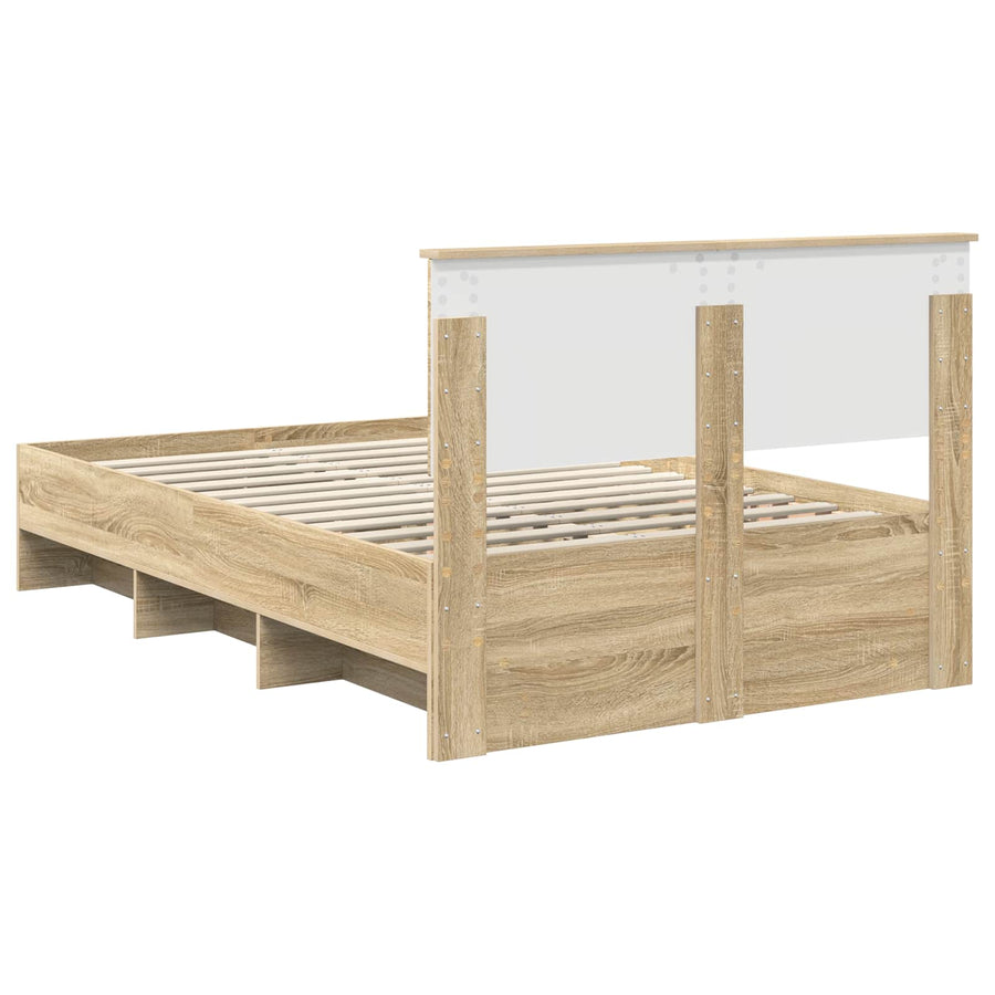 Bedframe met hoofdeinde Sonoma Eiken 120 x 123 cm Bewerkt hout