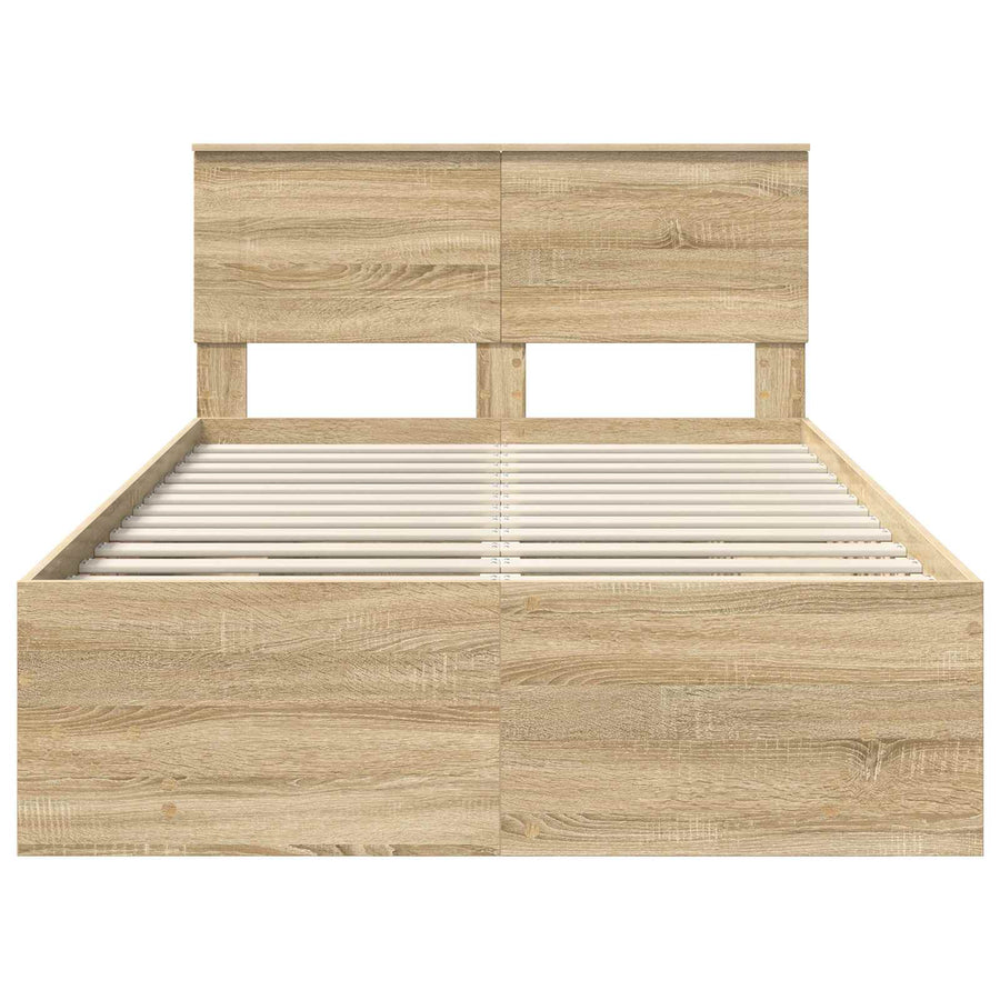 Bedframe met hoofdeinde Sonoma Eiken 120 x 123 cm Bewerkt hout
