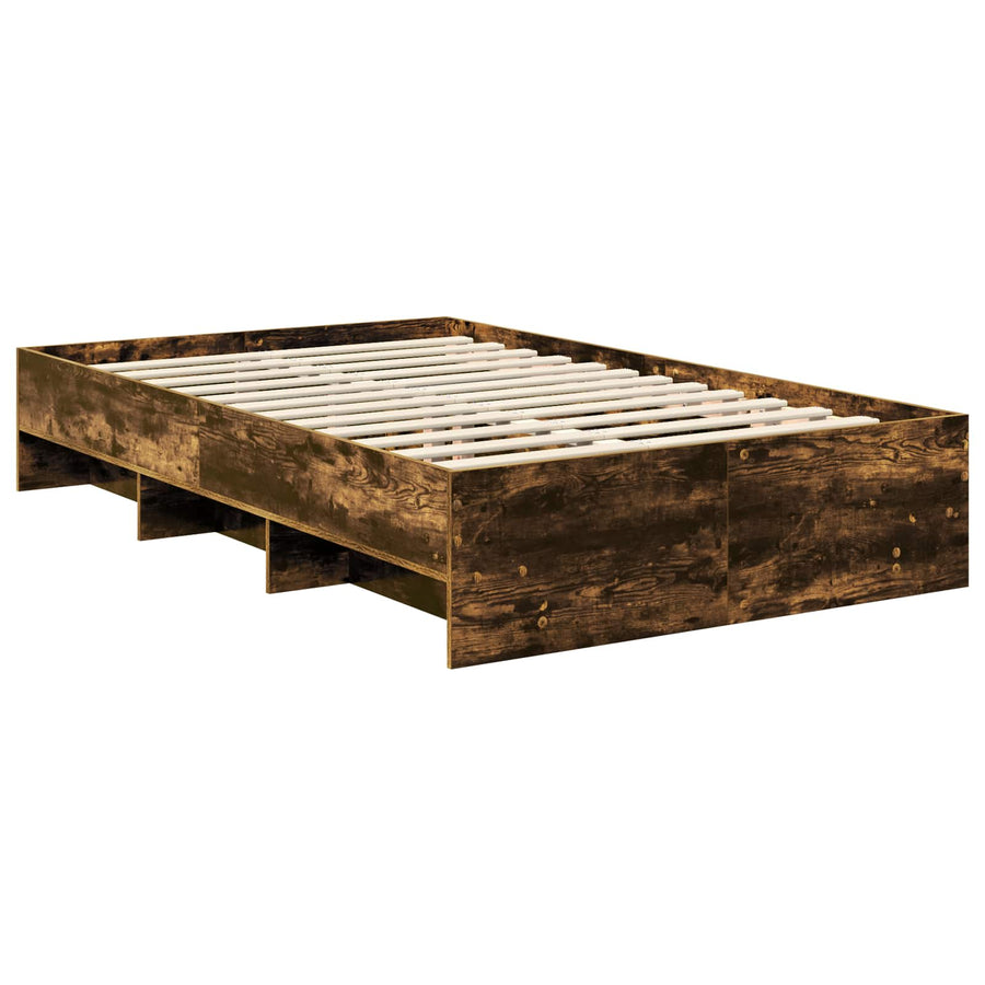 Bedframe met hoofdeinde Gerookt eiken 120 x 123 cm Bewerkt hout