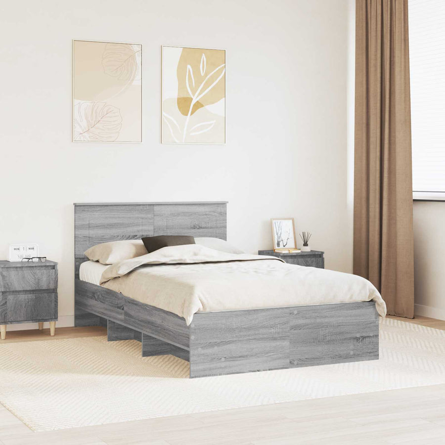 Bedframe met hoofdeinde Grijs Sonoma 120 x 123 cm Bewerkt hout