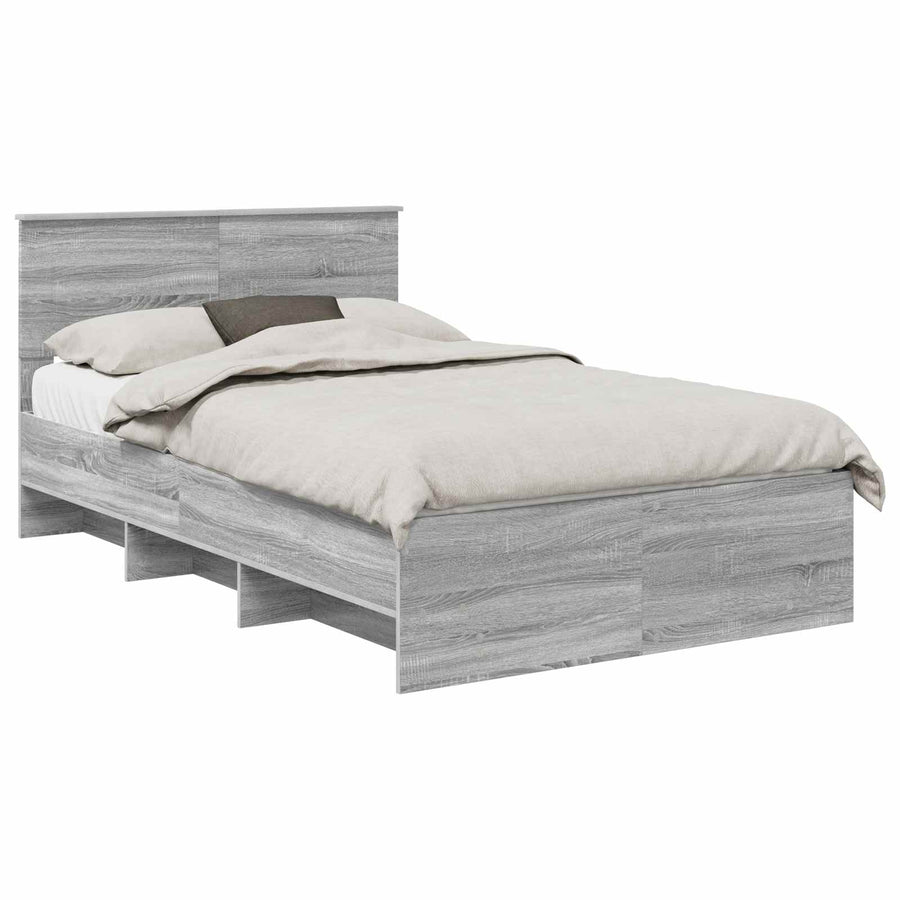 Bedframe met hoofdeinde Grijs Sonoma 120 x 123 cm Bewerkt hout