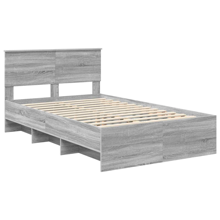 Bedframe met hoofdeinde Grijs Sonoma 120 x 123 cm Bewerkt hout