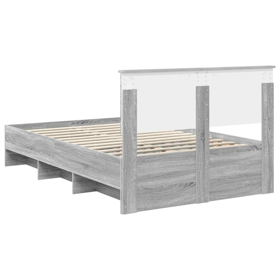 Bedframe met hoofdeinde Grijs Sonoma 120 x 123 cm Bewerkt hout