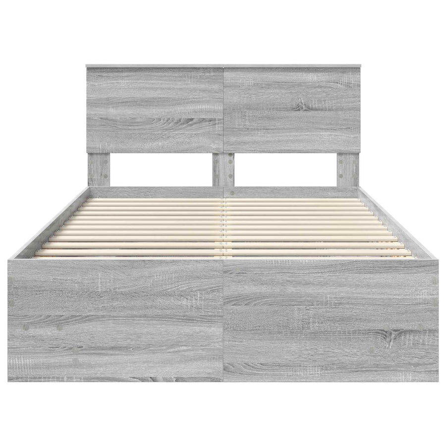 Bedframe met hoofdeinde Grijs Sonoma 120 x 123 cm Bewerkt hout