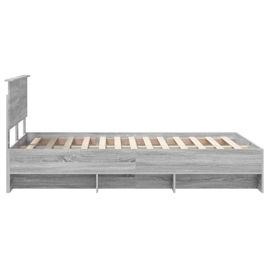 Bedframe met hoofdeinde Grijs Sonoma 120 x 123 cm Bewerkt hout