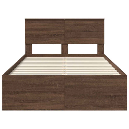 Bedframe met hoofdeinde Bruin Eiken 120 x 123 cm Bewerkt hout