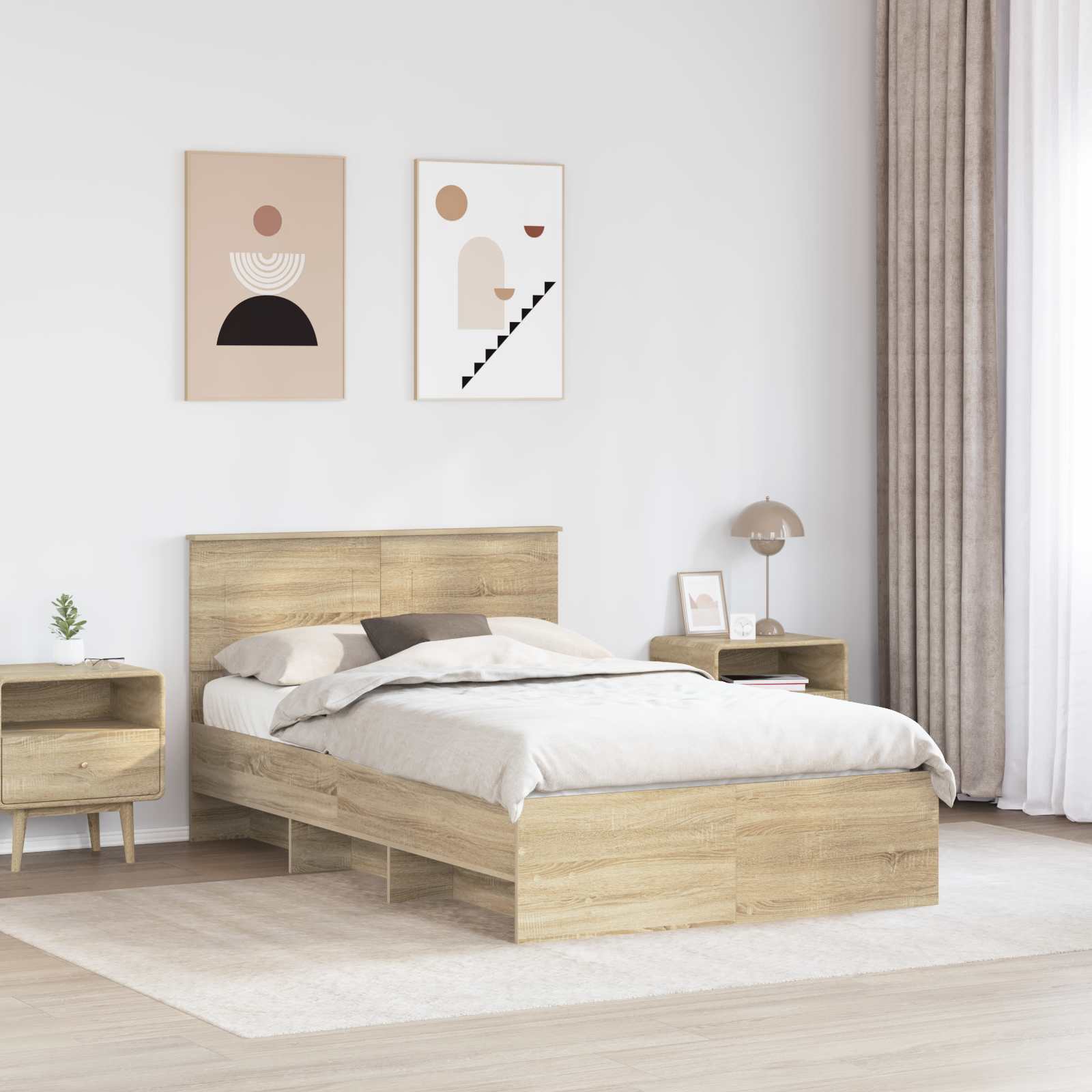 Bedframe Sonoma Eiken 120 x 123 cm Bewerkt hout