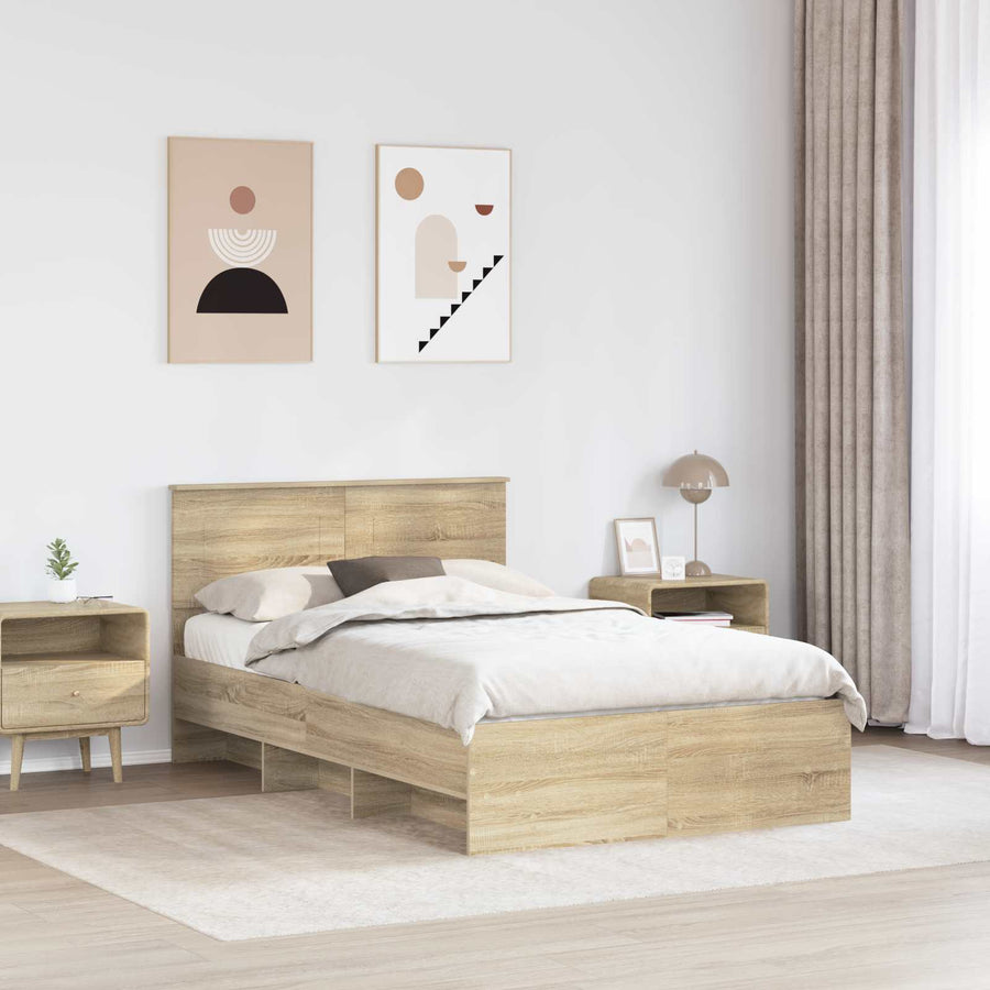 Bedframe Sonoma Eiken 120 x 123 cm Bewerkt hout
