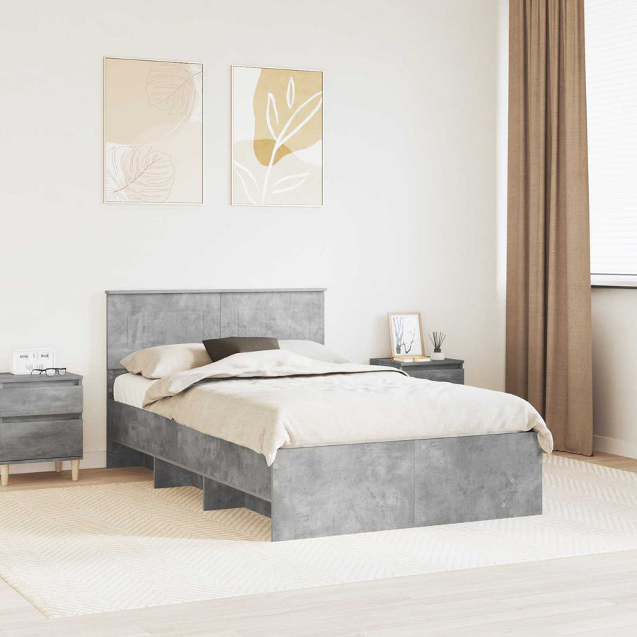 Bedframe met hoofdeinde Beton Grijs 120 x 123 cm Bewerkt hout