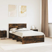 Bed Frame with Headboard Smoked Oak 120 x 123 cm Engineered Wood