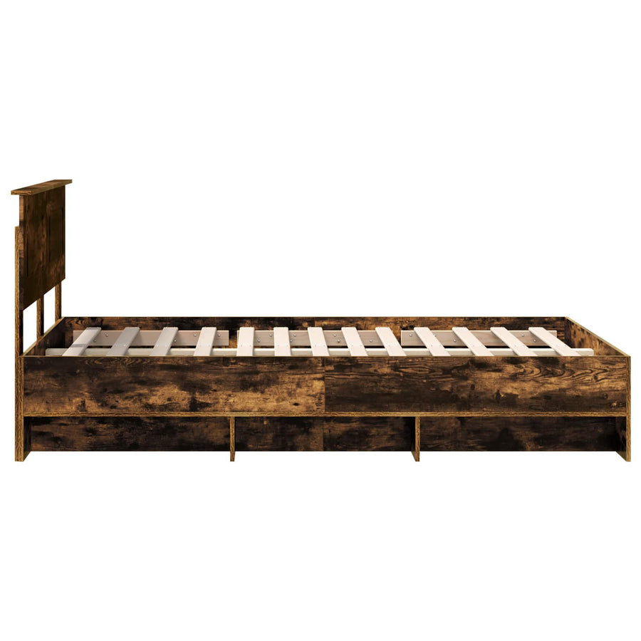 Bedframe met hoofdeinde Gerookt eiken 120 x 123 cm Bewerkt hout
