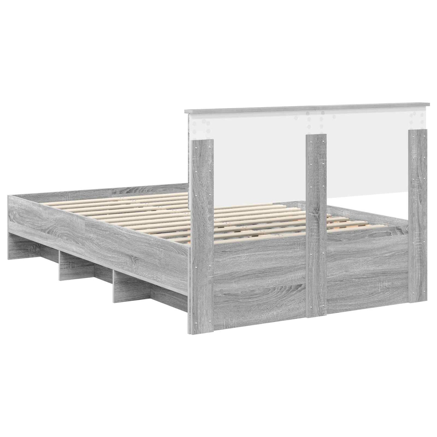 Bedframe met hoofdeinde Grijs Sonoma 120 x 123 cm Bewerkt hout