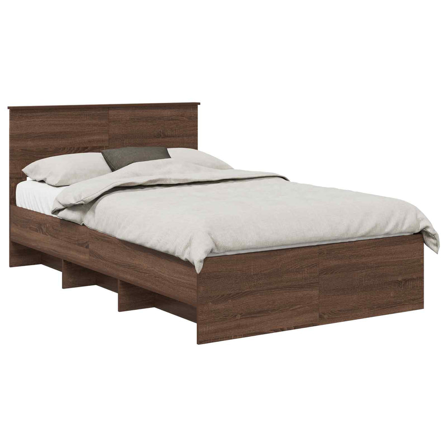 Bedframe met hoofdeinde Bruin Eiken 120 x 123 cm Bewerkt hout