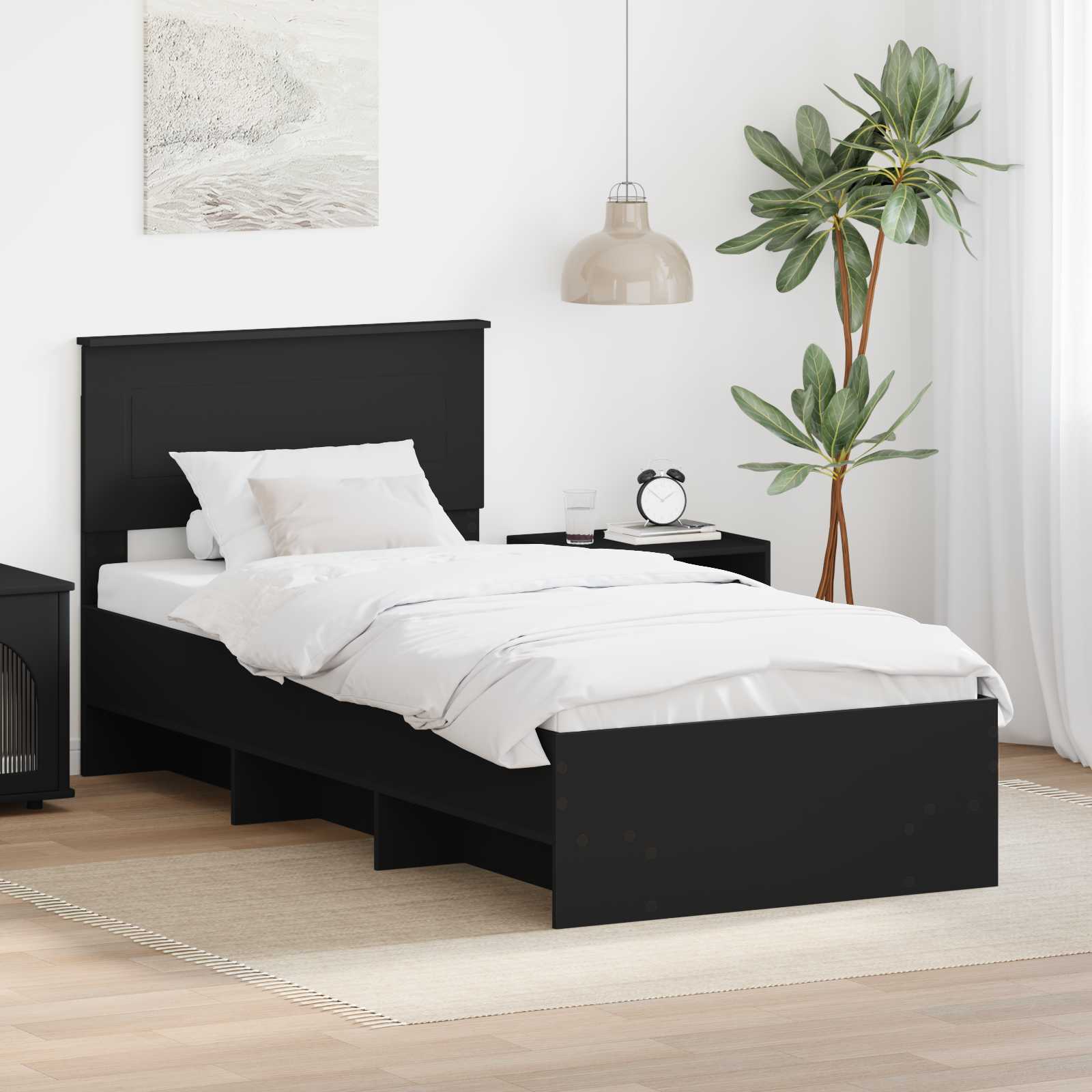 Bedframe Zwart 120 x 123 cm Bewerkt hout