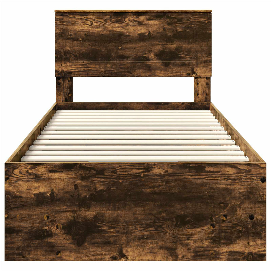 Bedframe met hoofdeinde Gerookt eiken 120 x 123 cm Bewerkt hout