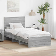 Bed frame with headboard Grey Sonoma 120 x 200 cm Engineered wood